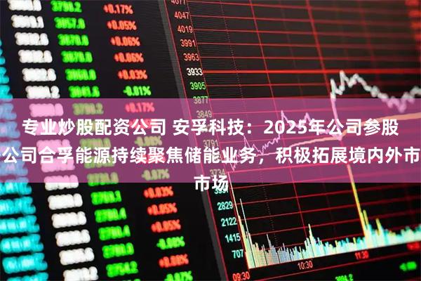 专业炒股配资公司 安孚科技：2025年公司参股子公司合孚能源持续聚焦储能业务，积极拓展境内外市场